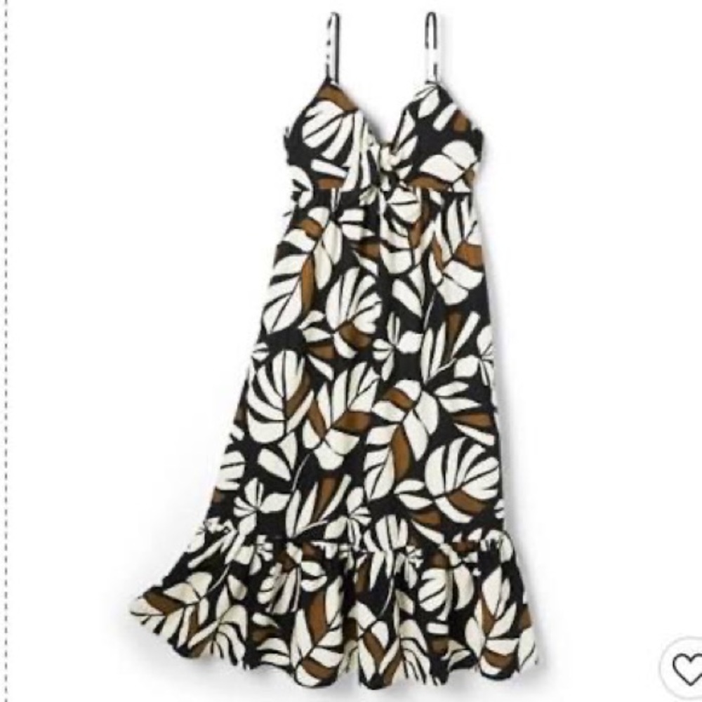 Tabitha Brown for Target SIZE L Botanical Print Sleeveless Tie-Front Midi Dress